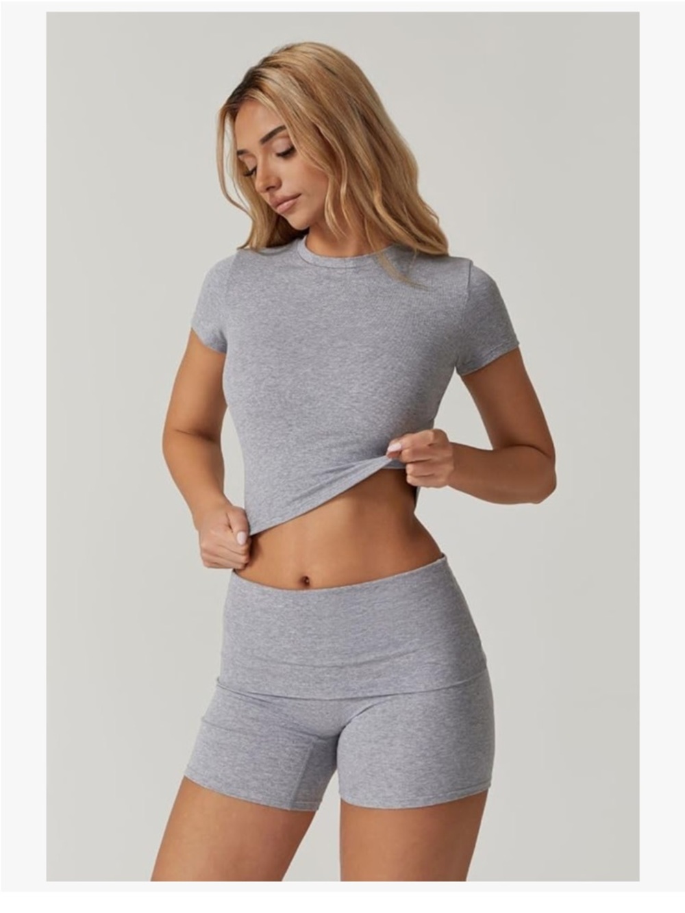 Heather Gray Short Sleeve Crop Top